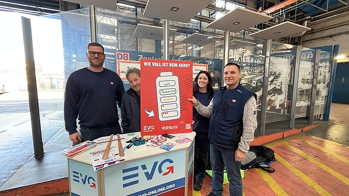 EVG-Aktionstag bei DB FZI Dessau: Leere Akkus ernst nehmen