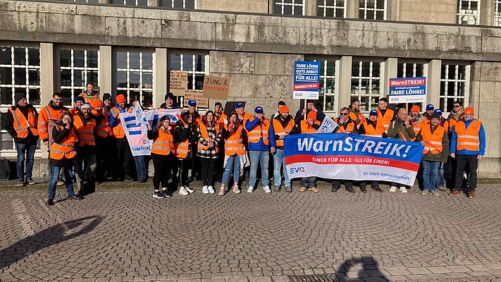 Große Teilnahme beim Warnstreik der EVG in Rheinland-Pfalz