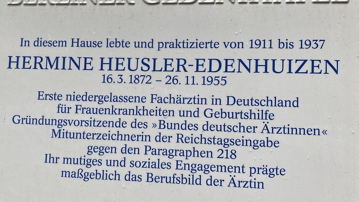 Hermine (Heusler-)Edenhuizen - die erste deutsche Frauenärztin