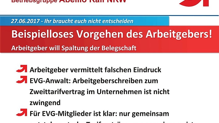 Abellio Rail NRW: Arbeitgeber will Spaltung der Belegschaft