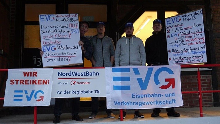 Warnstreik bei der NordWestBahn in Bremerhaven, Dorsten und Mettmann