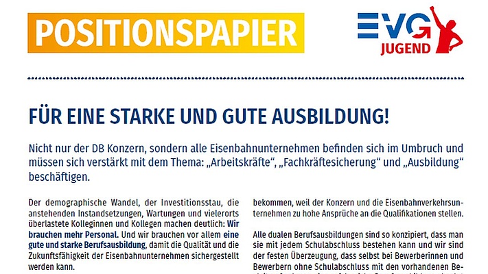 Positionspapier: Für eine starke und gute Ausbildung!